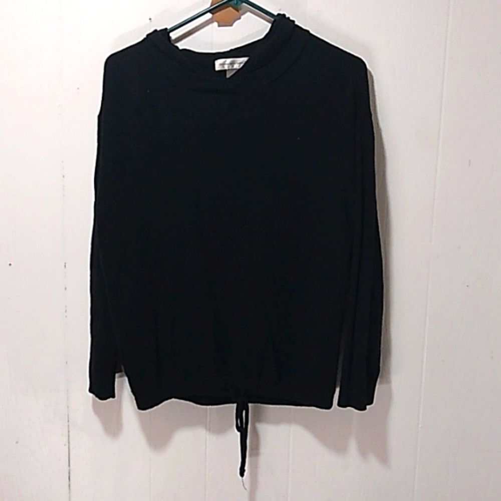 Christopher & Banks Women's Large Black Hooded Sweatshirt Cowl Neck